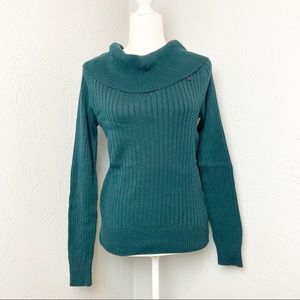 PRIA Cowl Neck Pullover sweater green cotton S